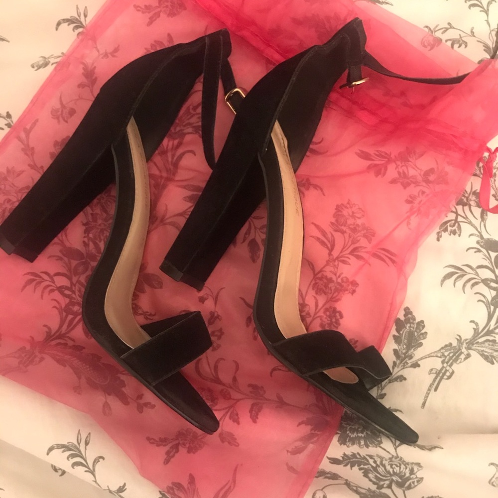 Black suede heels